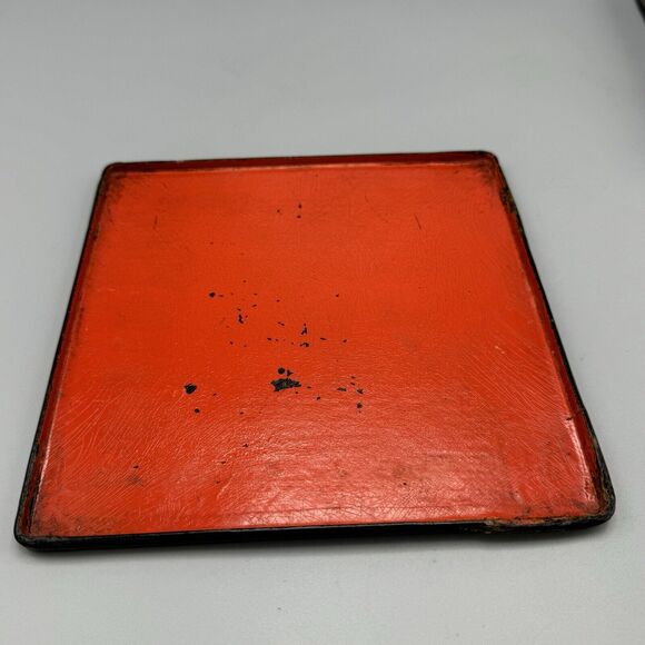 Antique Victorian Hand Painted Lacquered Papier Mache Square Box with Pansies - Picture 14 of 16